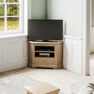 BOK073 Barton oak corner tv unit room set V2. Edmunds Clarke Furniture