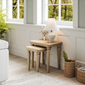BOK076 Barton Oak Nest of tables room set. Edmunds Clarke Furniture