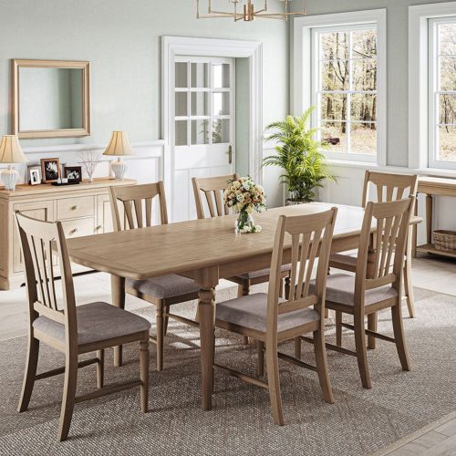 BOK095 Barton Oak Large dining table with two leaf Room Set. Edmunds Clarke Furniture