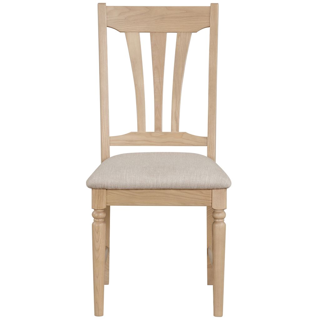 BOK101 Barton Oak dining chair with pad front view. Edmunds Clarke Furniture