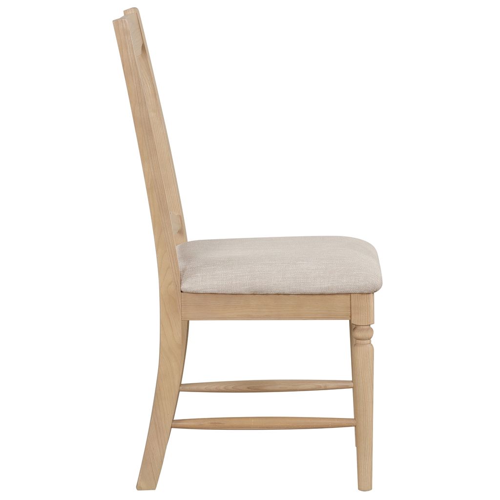 BOK101 Barton Oak dining chair with pad side view. Edmunds Clarke Furniture