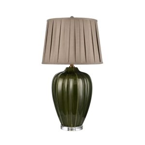 Baymont Table Lamp, dark green base with neutral shade