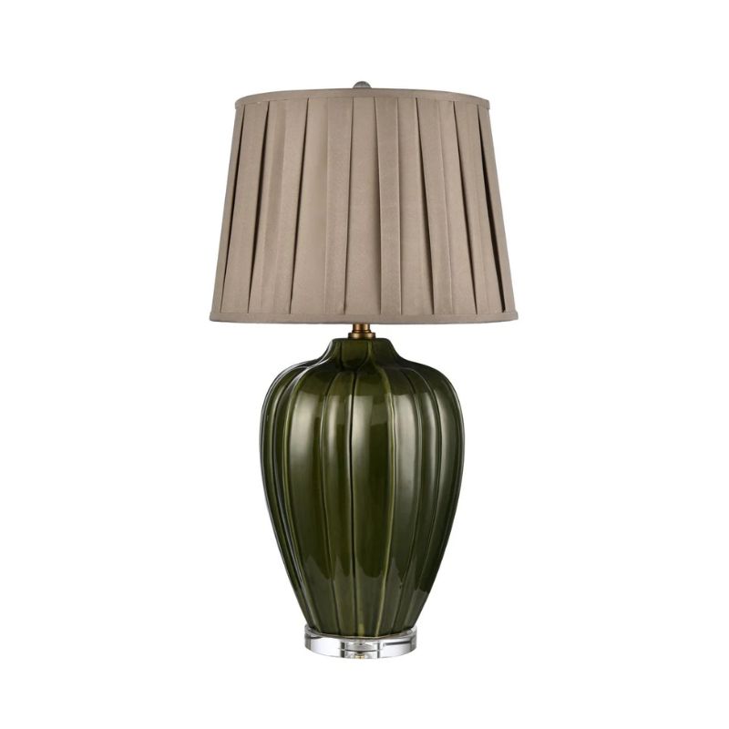 Baymont Table Lamp, dark green base with neutral shade