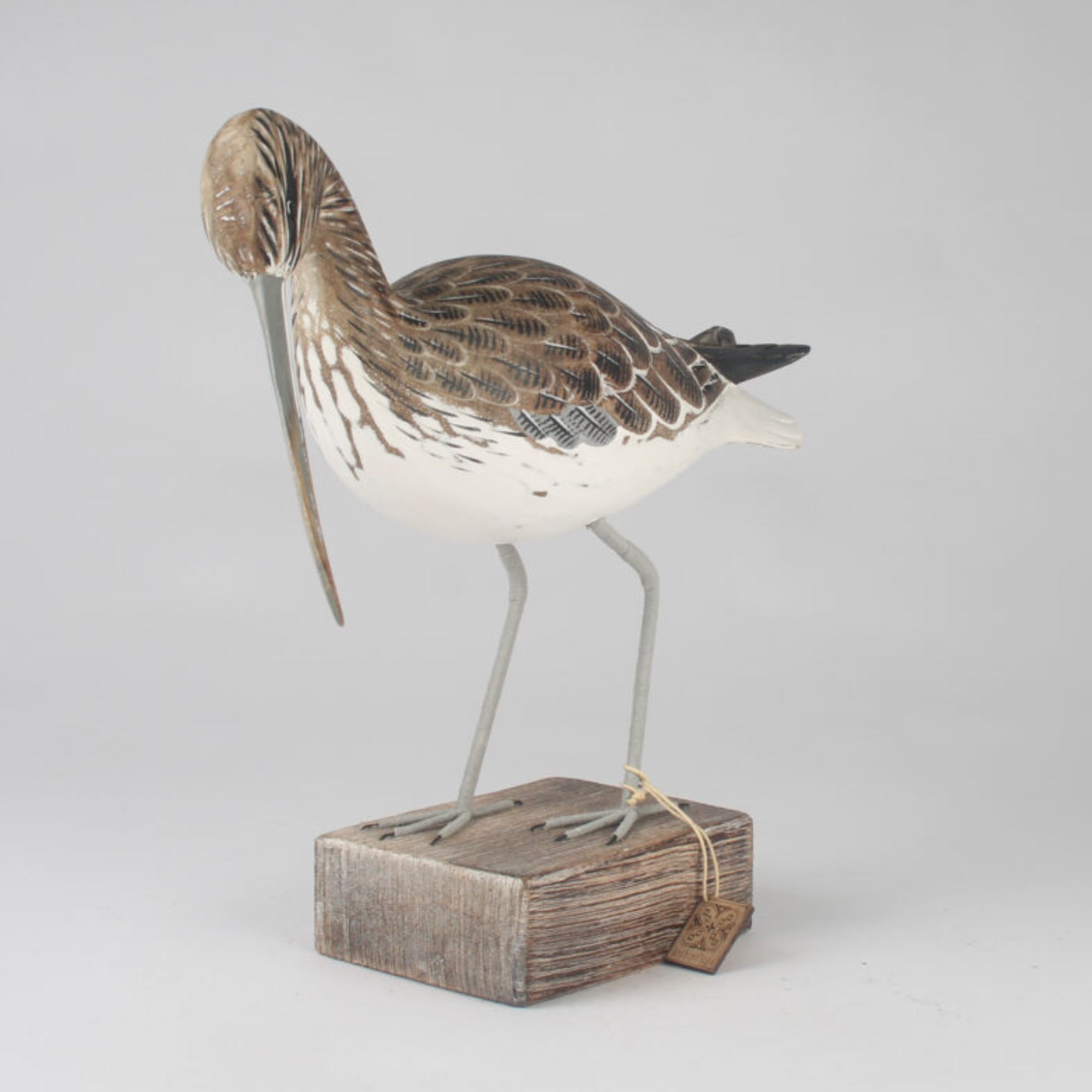 Curlew Carving Walking side view. Edmunds Clarke Furniture