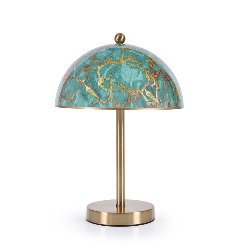 Neesha Desk Table Lamp. Emerald green with gold detail and base