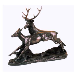Running Deer and Doe sculpture made from cold cast bronze. Genesis Ireland