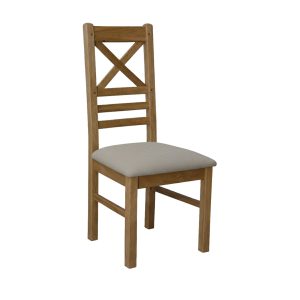 Melford Solid Oak X Back Chair - Cream Seat