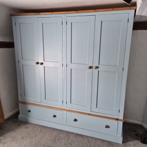 Painted Pine 7ft Quad Wardrobe With 2 Drawer Base