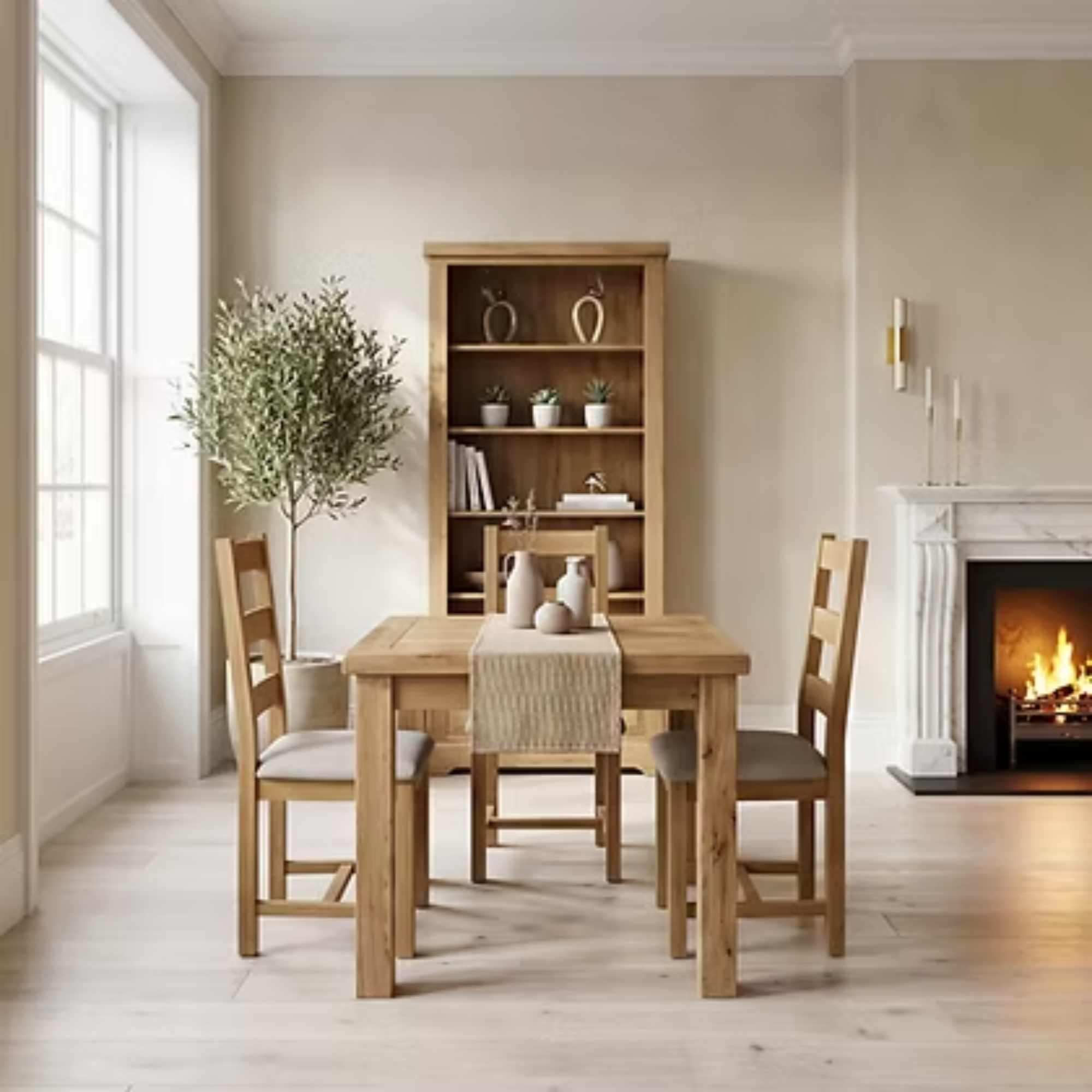 Melford oak fixed top table 90cm