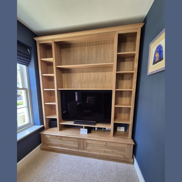 Bespoke Solid Oak TV media Unit in customer home