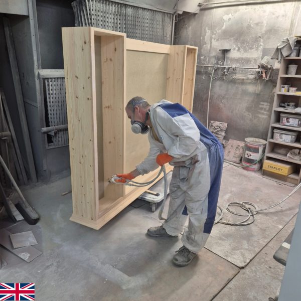 Workshop spray painting Edmunds Clarke Furniture