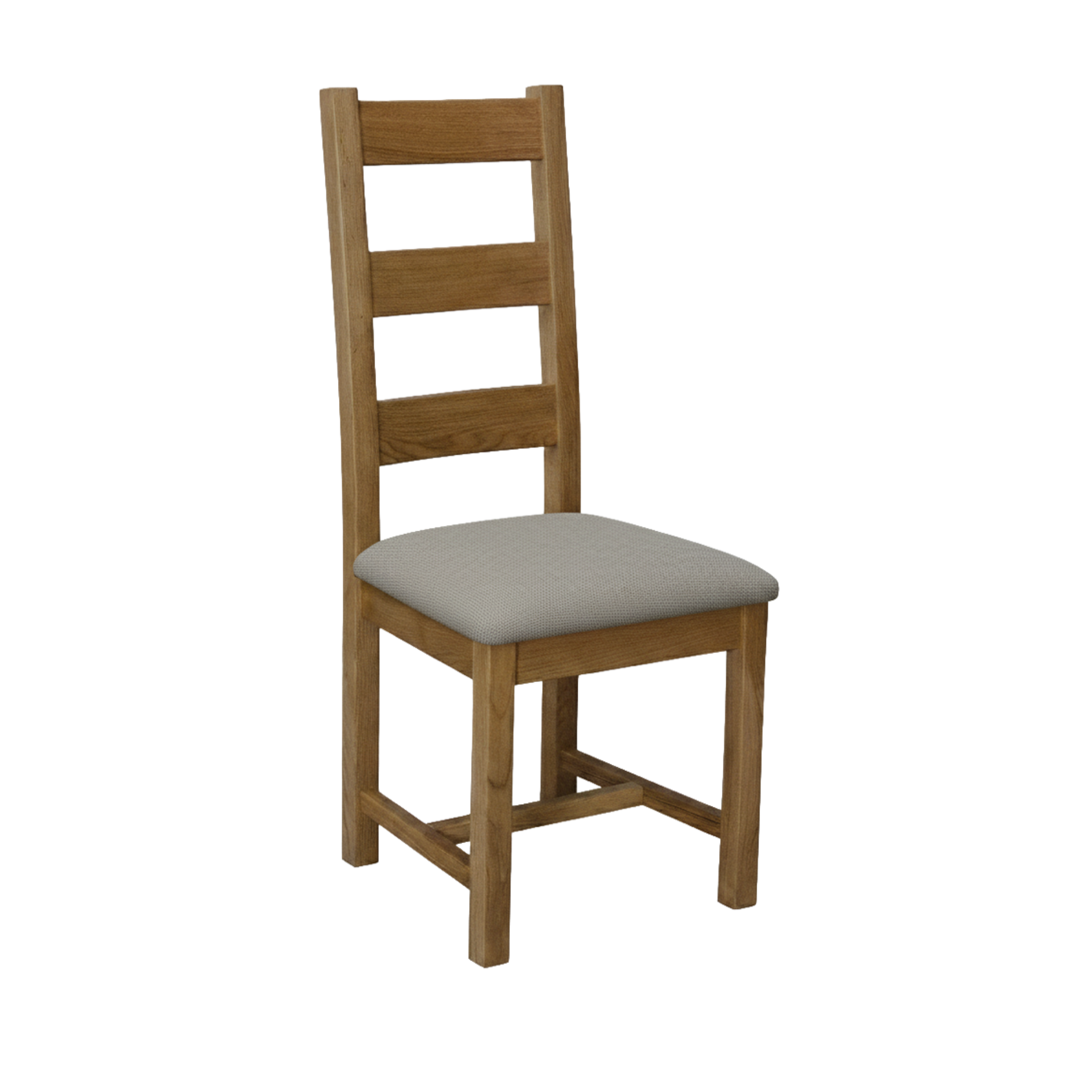 Melford Solid Oak Ladder Back Chair - fabric Cream Seat