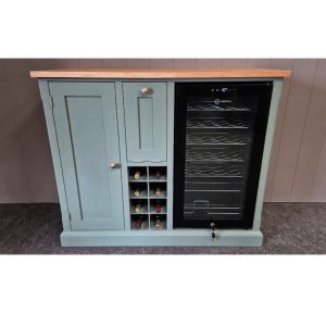Edmunds 120cm Drinks Sideboard Green Smoke with wine fridge