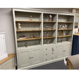 Edmunds Wide bookcase with centre drawers and cupboards