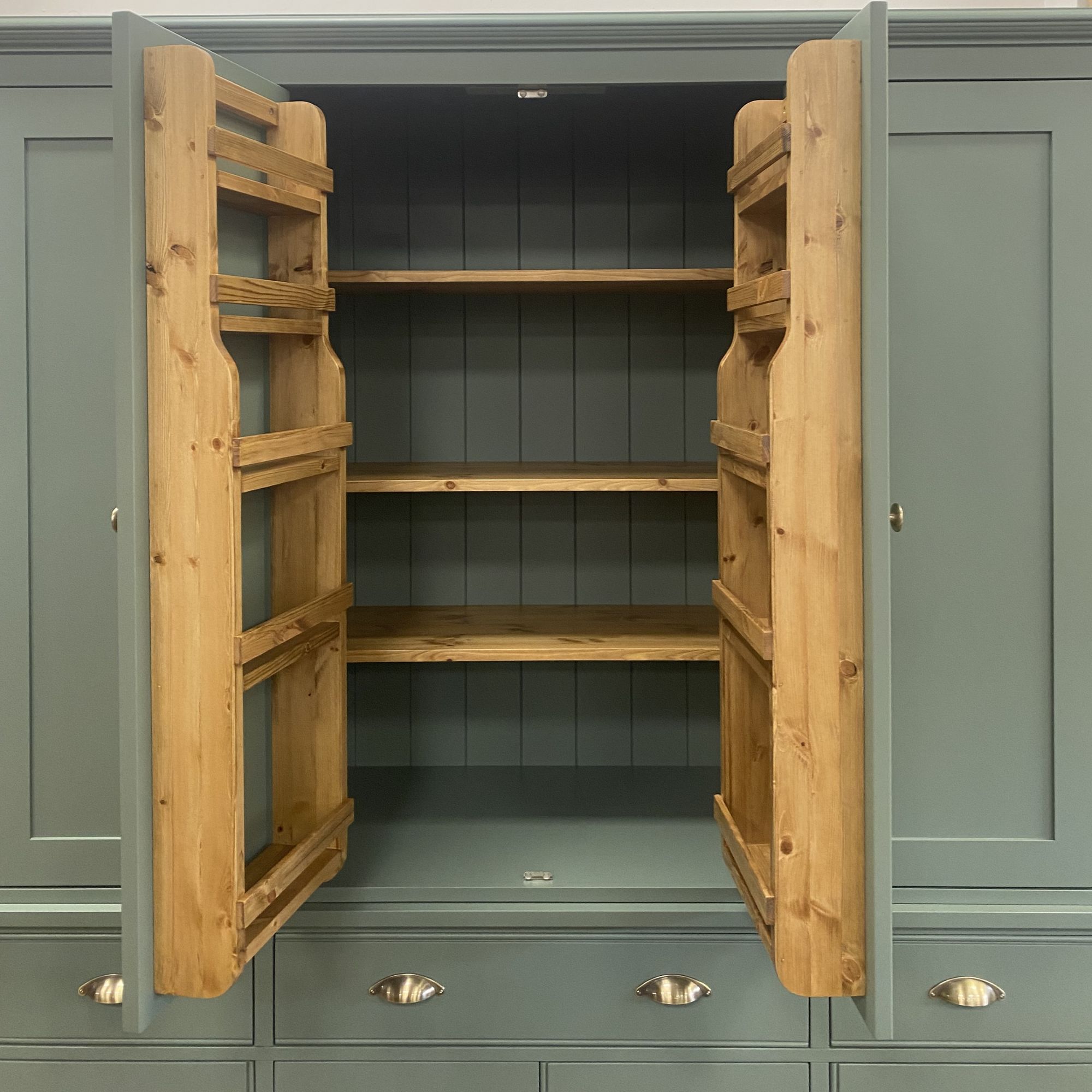 Edmunds Larder Pantry Cupboard upper cupboard showing spice racks